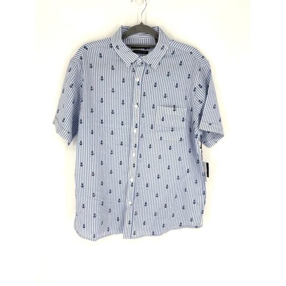 Saks Fifth Avenue Linen-Blend Anchor Printed Short Sleeve Shirt – Large NWT - Picture 1 of 5